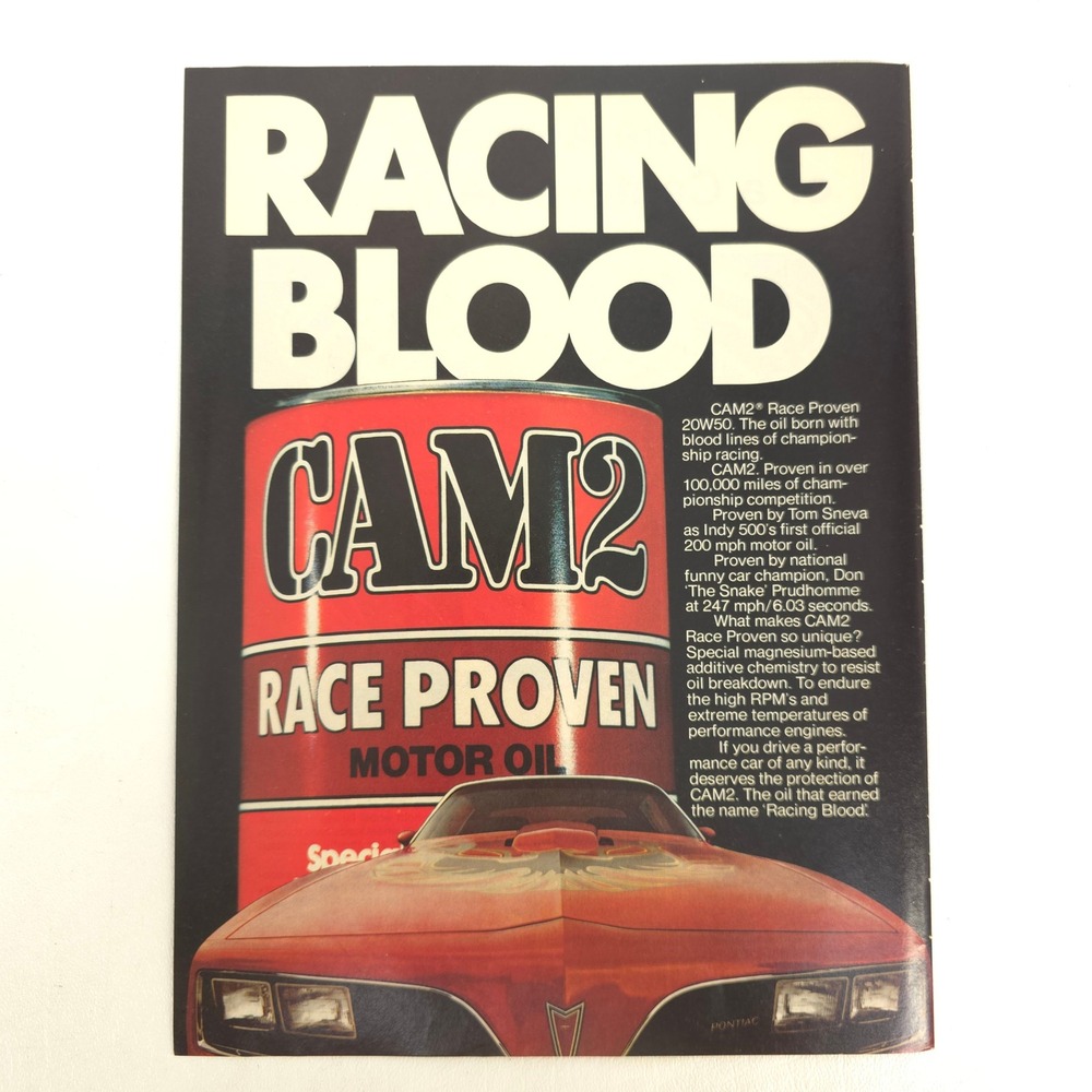 Vintage Pontiac Firebird Trans Am Print Ad CAM2 Racing Blood Muscle Car Art 1978